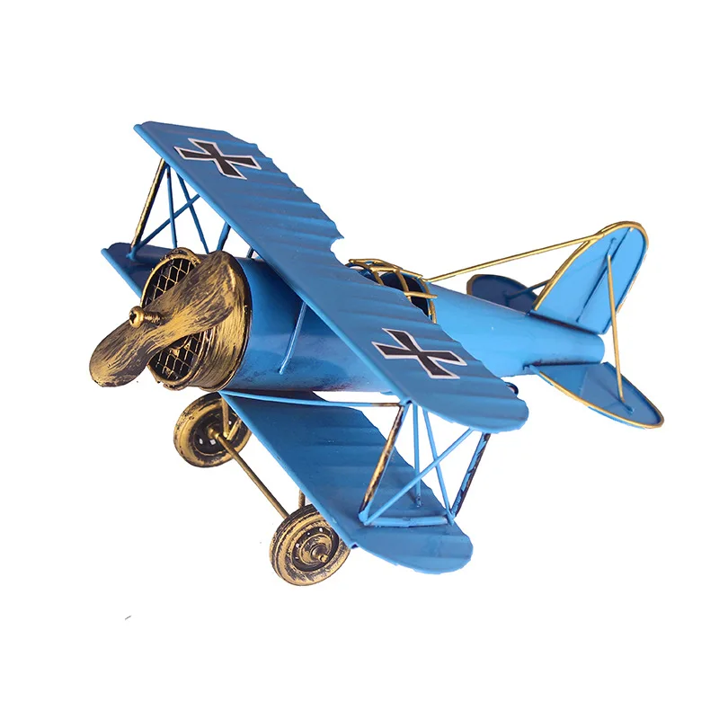 

S L Albatross Biplane Iron Airplane Model Vintage Iron Ornament Antique Iron Military Helicopter Plane Model Toys for Children