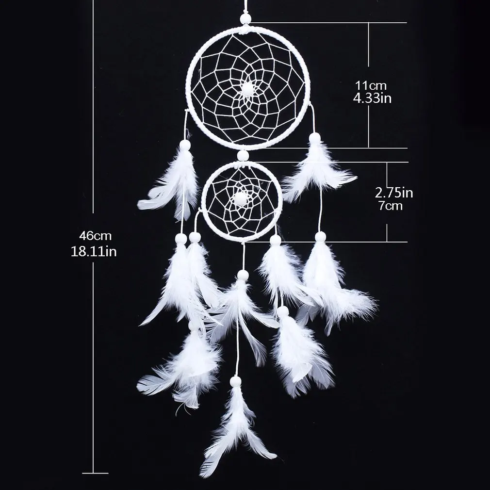 

Handmade Girl Heart Indian Dream Catcher Net with Feathers Wall Car Hanging Decoration Ornament White Dreamcatcher Room Decor
