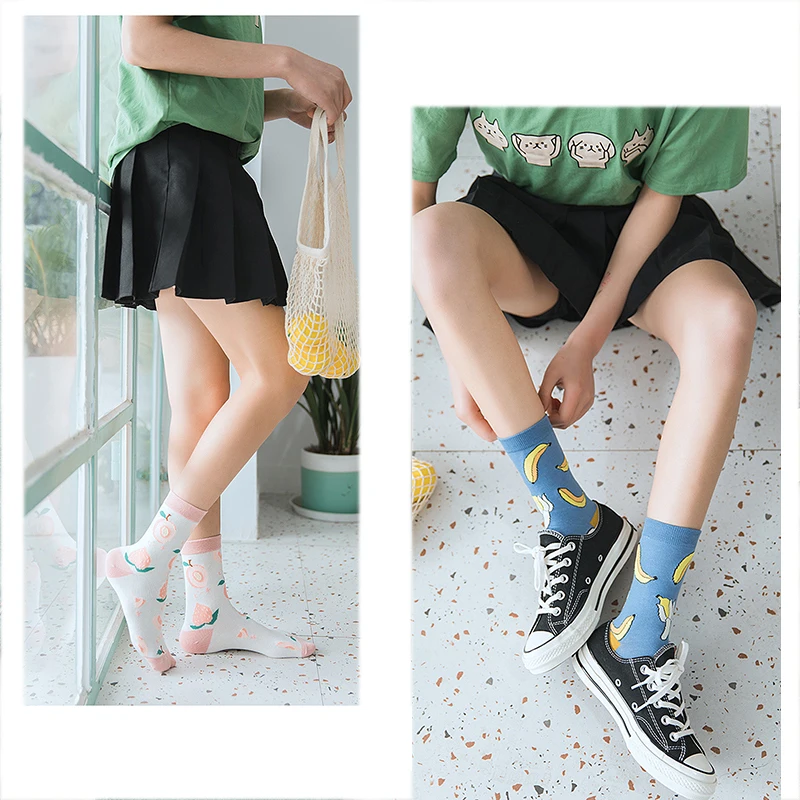 Женские носки модные повседневные женские хлопковые с рисунком арбуза авокадо