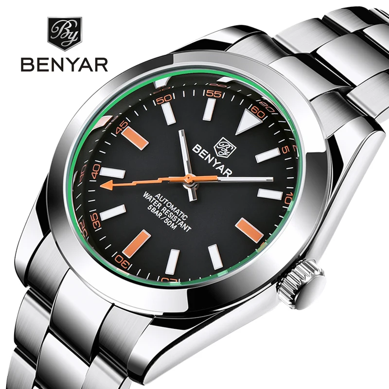 BENYAR New Top Brand Men Watches 316L Steel 50M Waterproof Watches Men Mechanical Wristwatches 2021 Luxury design reloj hombre