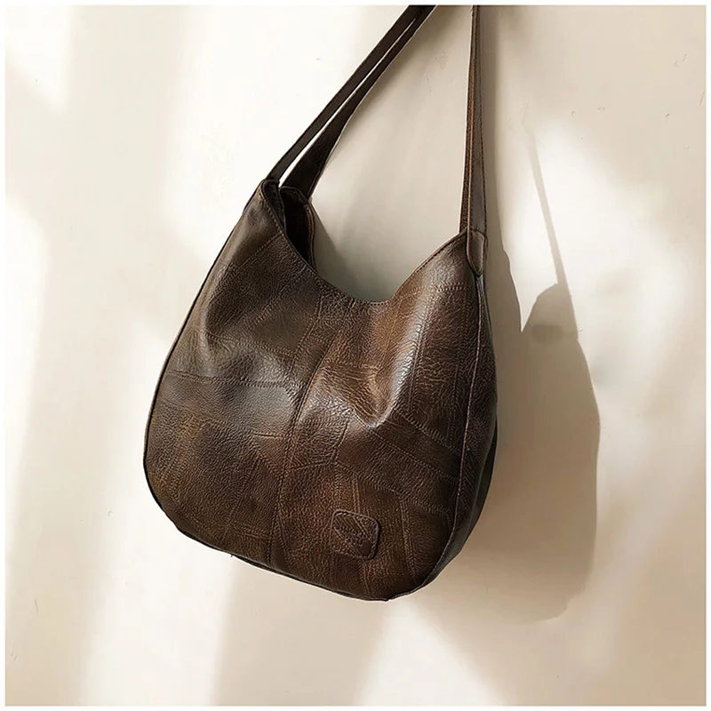 

2021 High Capcaity Soft PU Leather Vintage Women Hand Bag Totes Designers Luxury Women Shoulder Bags Female Top-handle Bags