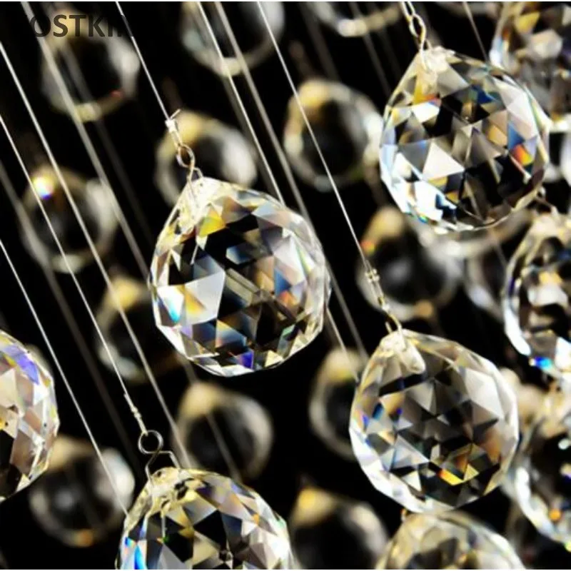 Хрустальная Светодиодная потолочная люстра Длинная спиральная лестница коридор