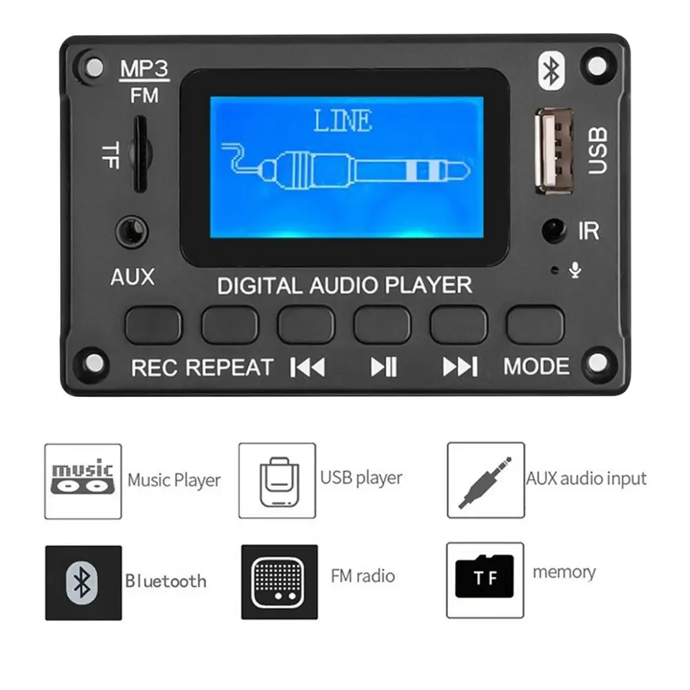 Плата декодирования MP3-плеера с ЖК-дисплеем Bluetooth USB SD BT FM в модуле музыкального