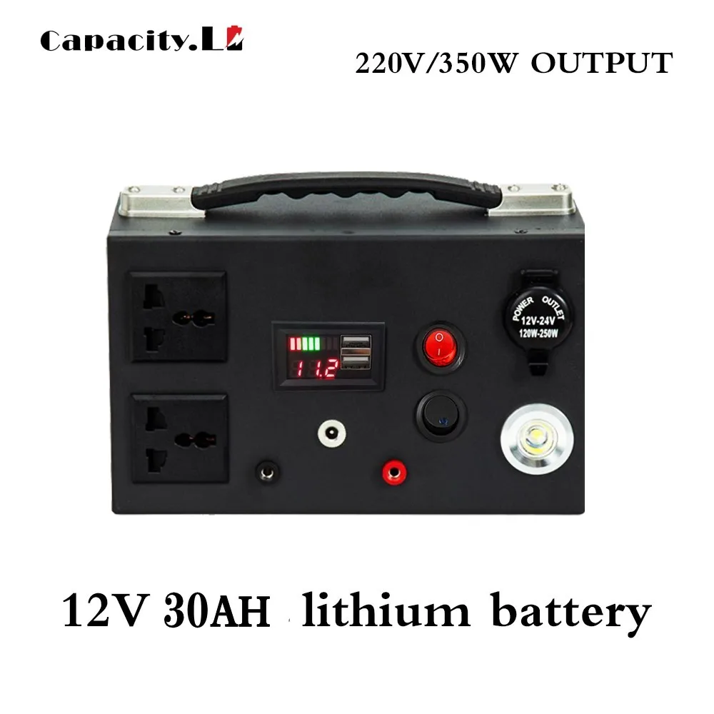 12V литиевая батарея с 350W AC220V инвертор 20AH 30AH батарейный блок 18650 для инструменты