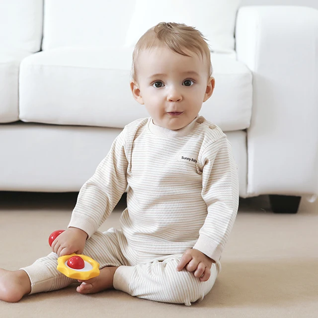 

Unisex 2Pcs/set Organic Cotton Long Sleeves Unisex Infant Newborn Kids Pajamas Baby Clothing Set Home Pajamas Winter Baby Cloth