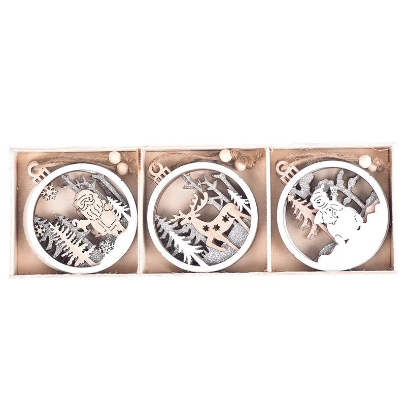 6 шт./Лот рождественские украшения подарки деревянные лось Санта-Клаус