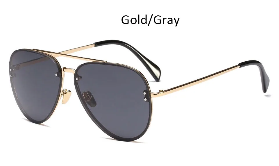 Gold Gray Зеркальные Солнцезащитные очки для женщин, золотые, модные, брендовые, розовые, женские солнцезащитные очки, Ретро стиль, без оправы, сплав, мужские солнцезащитные очки oculos - Цвет линз: Gold Gray