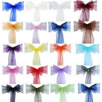 50pcs organza chair sash bow for cover banquet wedding party event xmas decoration sheer organza fabric supply 18cm275cm