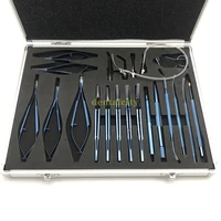 21pcs titanium alloystainless steel eye ophthalmic set instrument eye micro tweezers scissors needle holder set surgical tools
