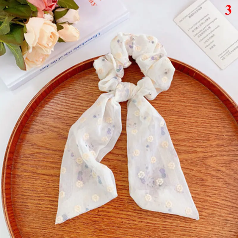 

Sweet Flowers Bow Scrunchies Barrettes Ponytail Holder Hair Tie Rubber Band Elastic Hair Rope Women Girls Hair Accessories
