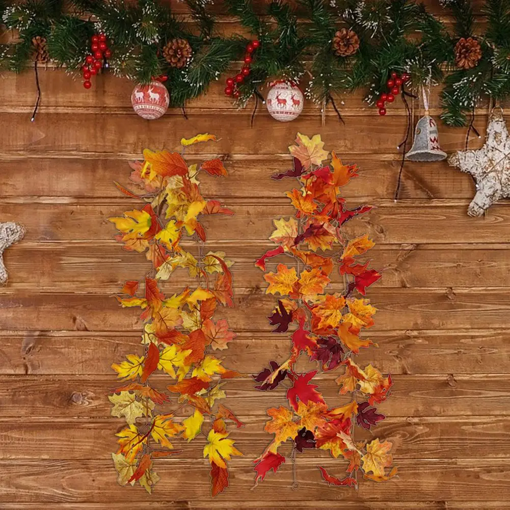 

Artificial Maple Leaves Hanging Ornament Simulation Autumn Leaves Halloween Thanksgiving Day Wall Fireplace Decorations 175cm