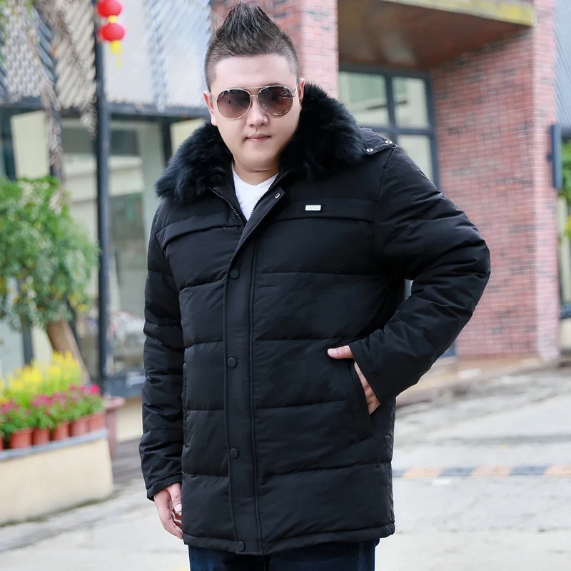 new fashion high quality super large Casual Warm Thick with hood Fur collar Loose Down Jacket Men coat size XL-11XL12XL13XL | Мужская