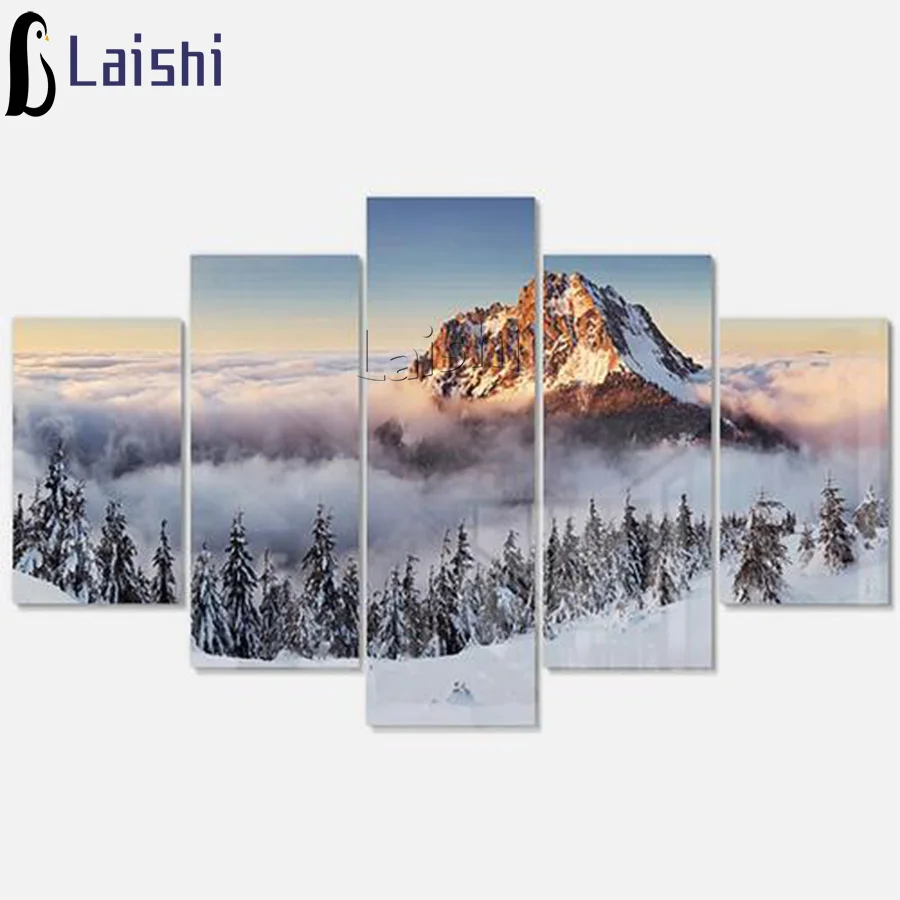 

Алмазная вышивка Снежная гора, лес 5D, вышивка крестиком, алмазная живопись стразы, полная квадратная круглая Алмазная мозаика