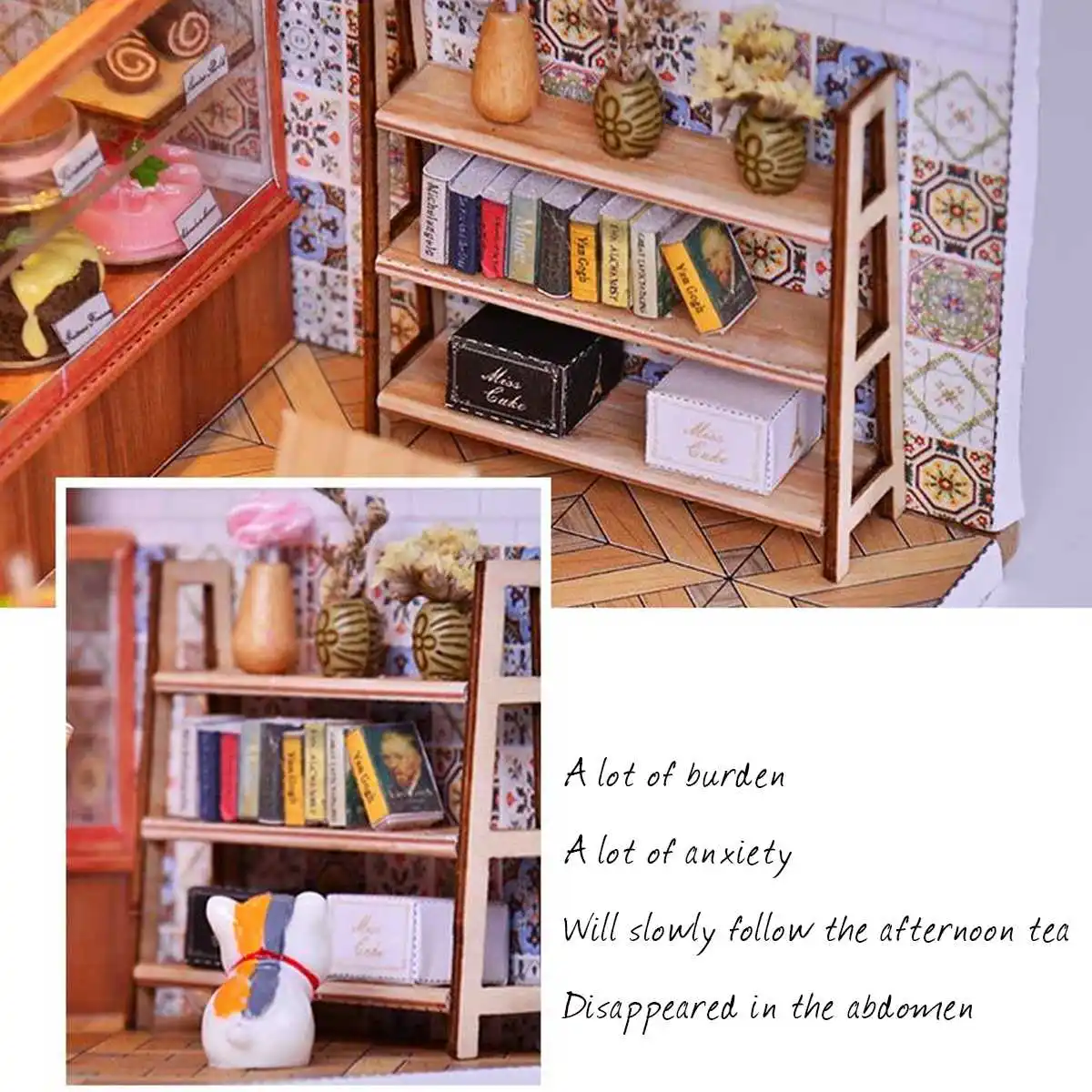 

Handmade DIY Wooden Miniature Doll House Miss Cake Europe Coffee Shop Dollhouse Room Box Children Birthday Christmas Gift