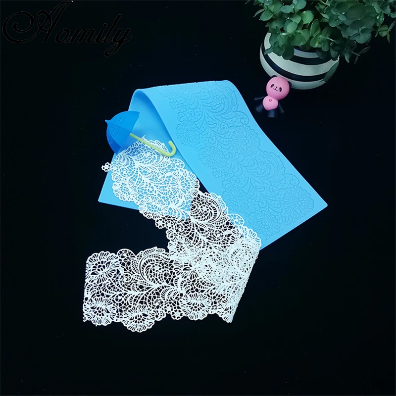 Aomily Flower Lace Mold Wedding Cake Border Fondant Decoration Tools 3D Food Grade Silicone Mat Mould Baking | Дом и сад