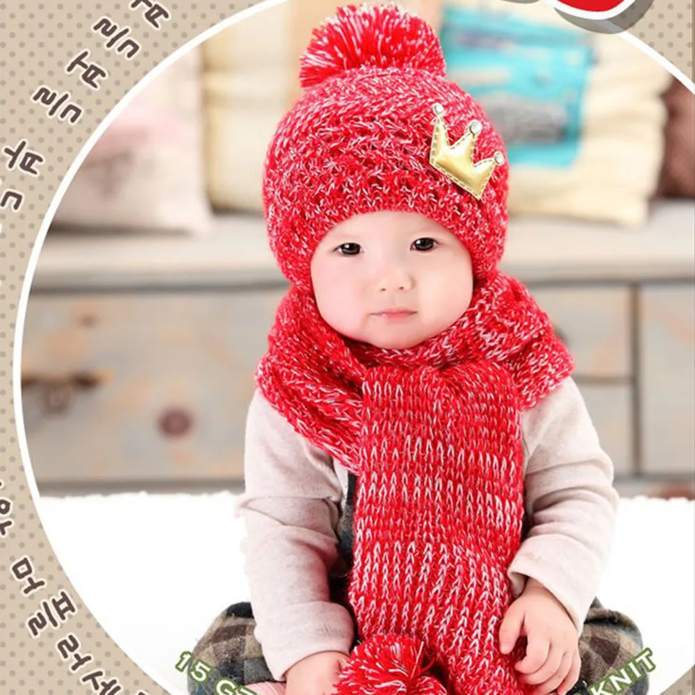 Детские зимние теплые шапки детские вязанные шапки-бобы шарф с капюшоном