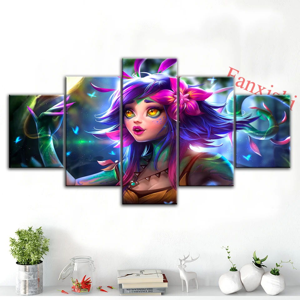 

Modern Canvas 5 Pieces League Of Legends Game Posters And Prints Hd Wall Art Modular Pictures Home Bedroom Decor Painting Frame