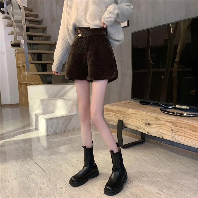 Wide Leg Boots Pants Women Outer Wear Autumn Winter Pants New Version Of The High Waist Loose Slim Shorts Thickened Casual Pants