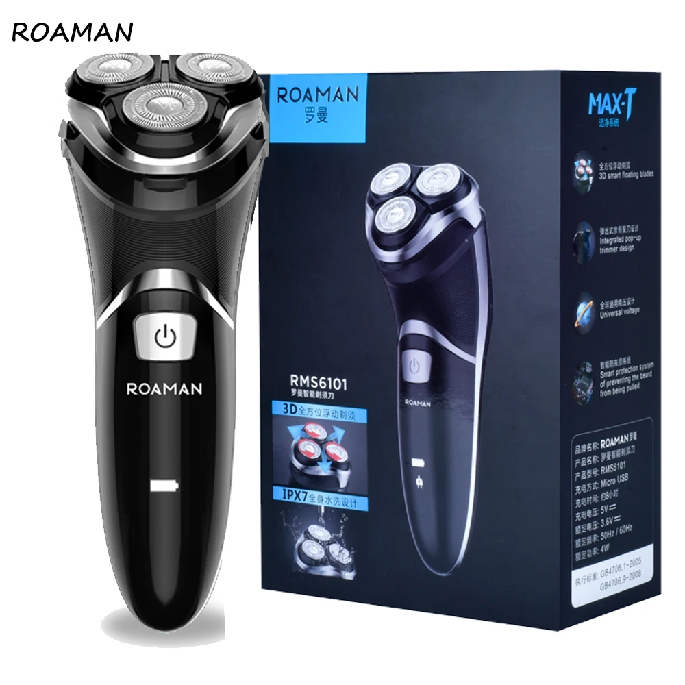 

Roaman S6101 Electric Shaver Face Care Washable USB Cable Rechargeable Triple Blade 3D Razors Electric Shaving Beard Machine