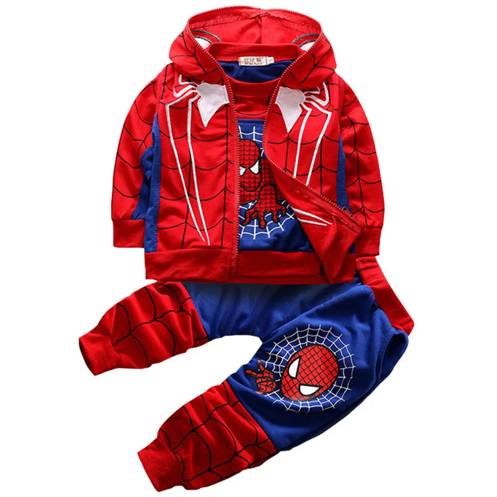 Новые детские на осень-зиму 3 комплекта комплект одежды Человек-паук топ + жилет
