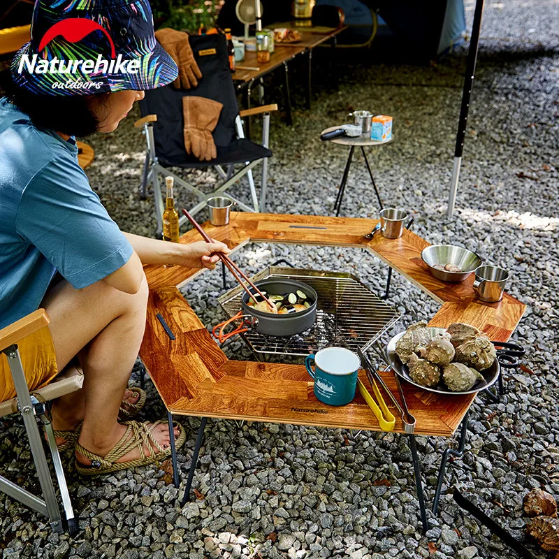 Naturehike шестигранный Комбинируемый стол для кемпинга деревянная панель железный