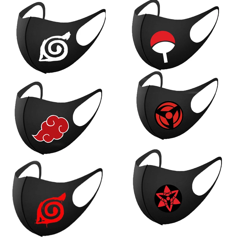 

Japanese Hot Anime Akatsuki Cosplay Fashion Masks Red Cloud Printing Teens Cotton Half Face Keep Warm Windproof Breathable Masks