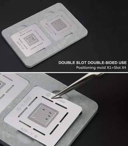 

SS-601H Double Side Use Slot Position Motherboard BGA Reballing Stencil Plant Tin Platform For iPhone CPU A12 A11 A10 A9