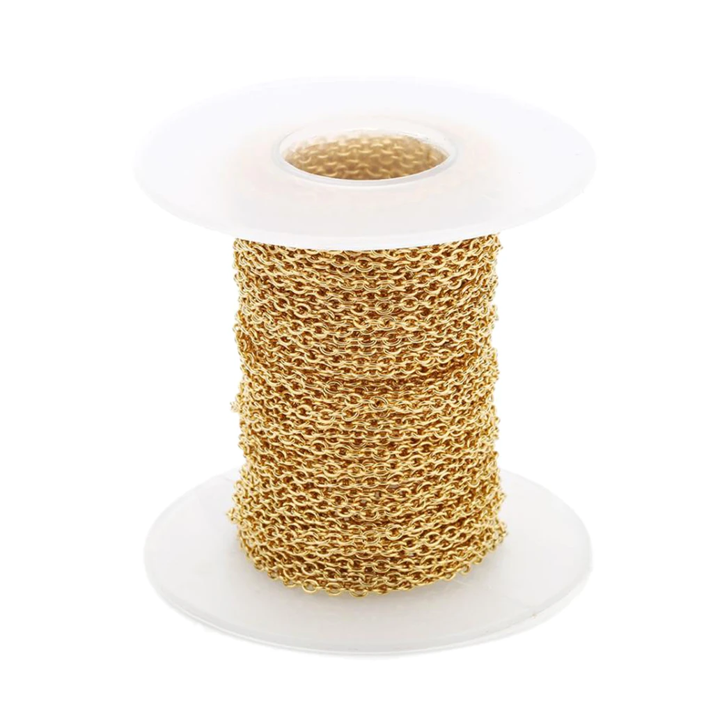 

10 Yards DIY Steel Cable Open Link Jewelry Making Chain DIY Accessory Gold