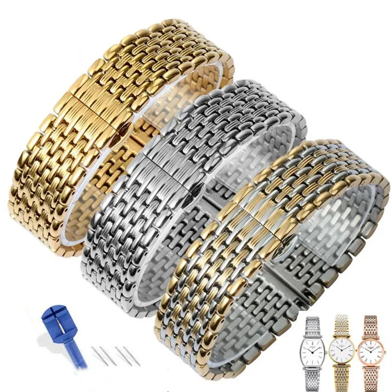 Браслет из нержавеющей стали 316L для наручных часов однотонный серебристый