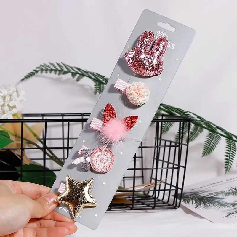 1 Set Hair Accessories Clips for Girls Flower Mini Barrettes Princess Ribbon Hairbows Handmade Hairpin Hairgrips Kids | Детская одежда