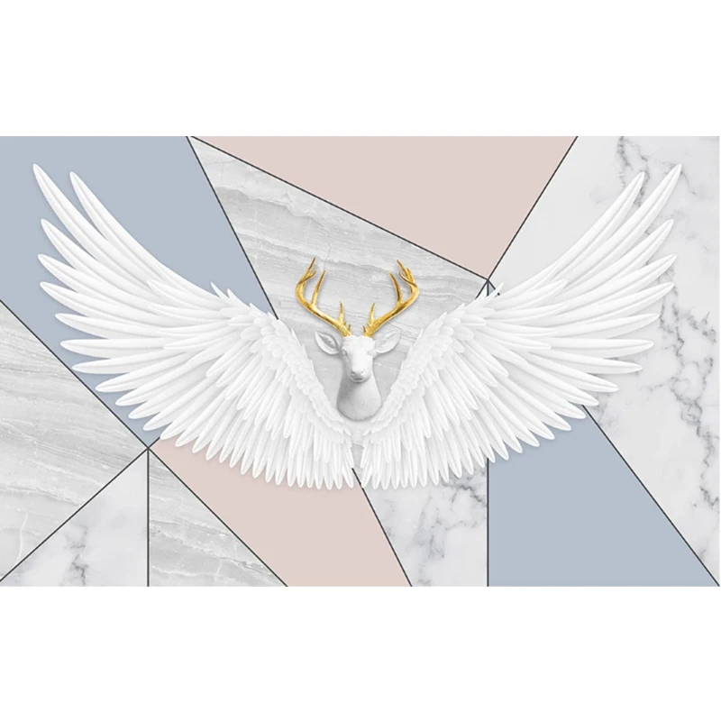 

Peel And Stick Wallpaper Colorful Feather Wings Geometric Marble Mural Wallpaper 3d