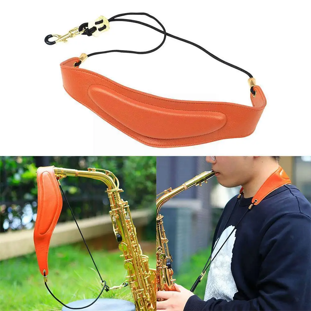 

Высококачественный Регулируемый саксофон Саксофон кожаные ремни Ремни запчасти саксофон наплечный ремень саксофон с шейной застежкой крю...
