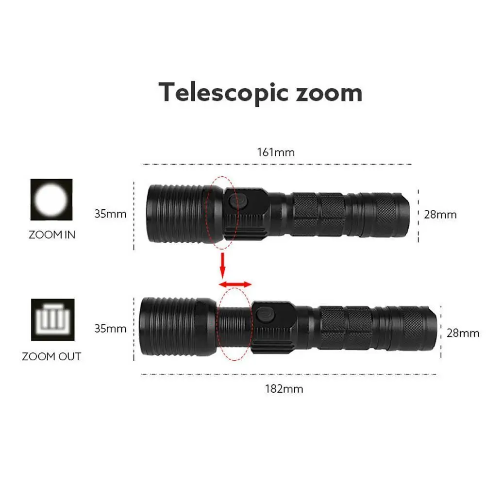 

1x Zoomable LED Flashlight Rechargeable Super Bright Light Lamp