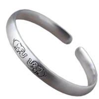 seiko 999 foot silver retro auspicious elephant solid silver bracelet simple bracelet foot silver open bracelet