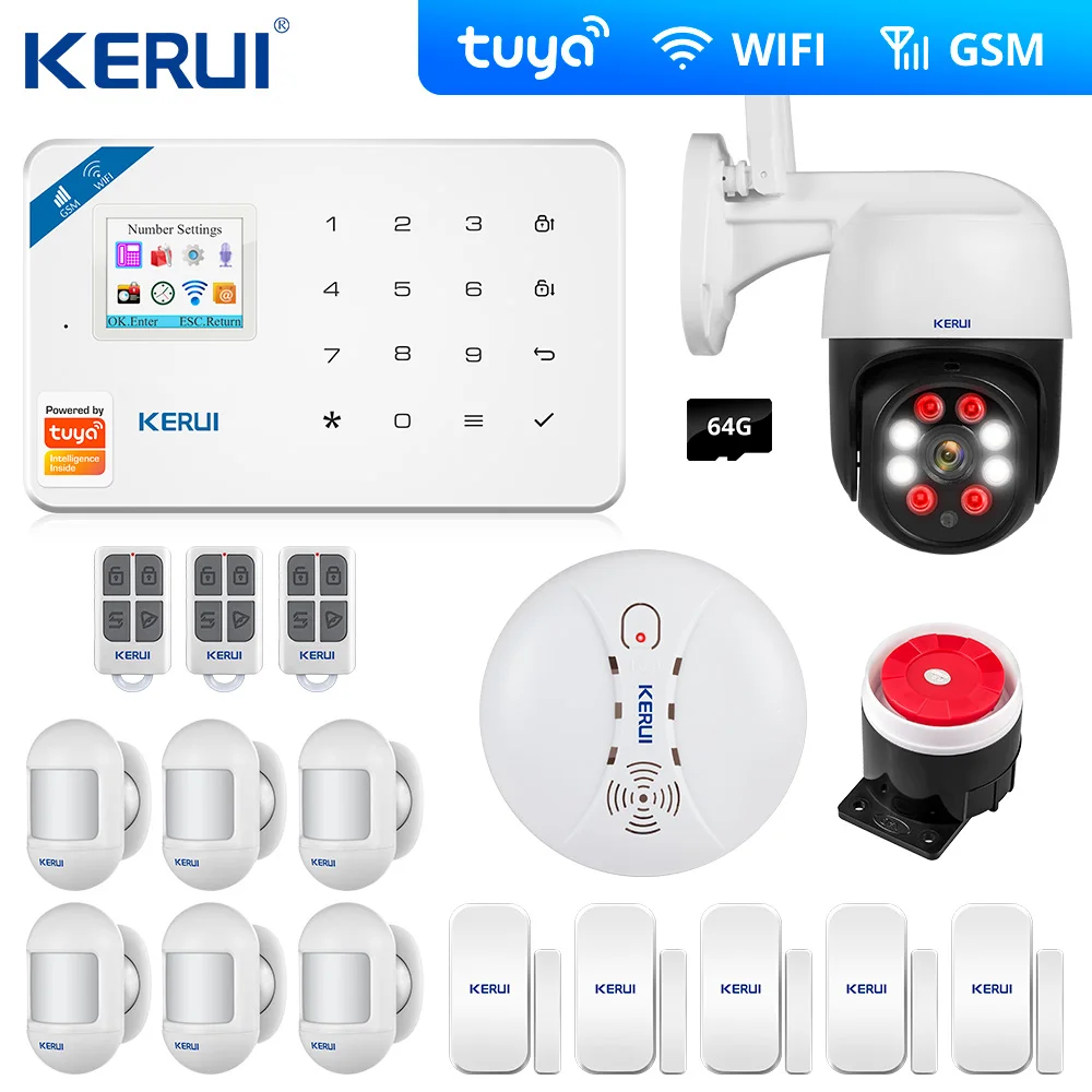 KERUI Tuya W181 WIFI GSM Home Burglar Security Alarm System  Wireless 2MP Camera GSM Alarm System