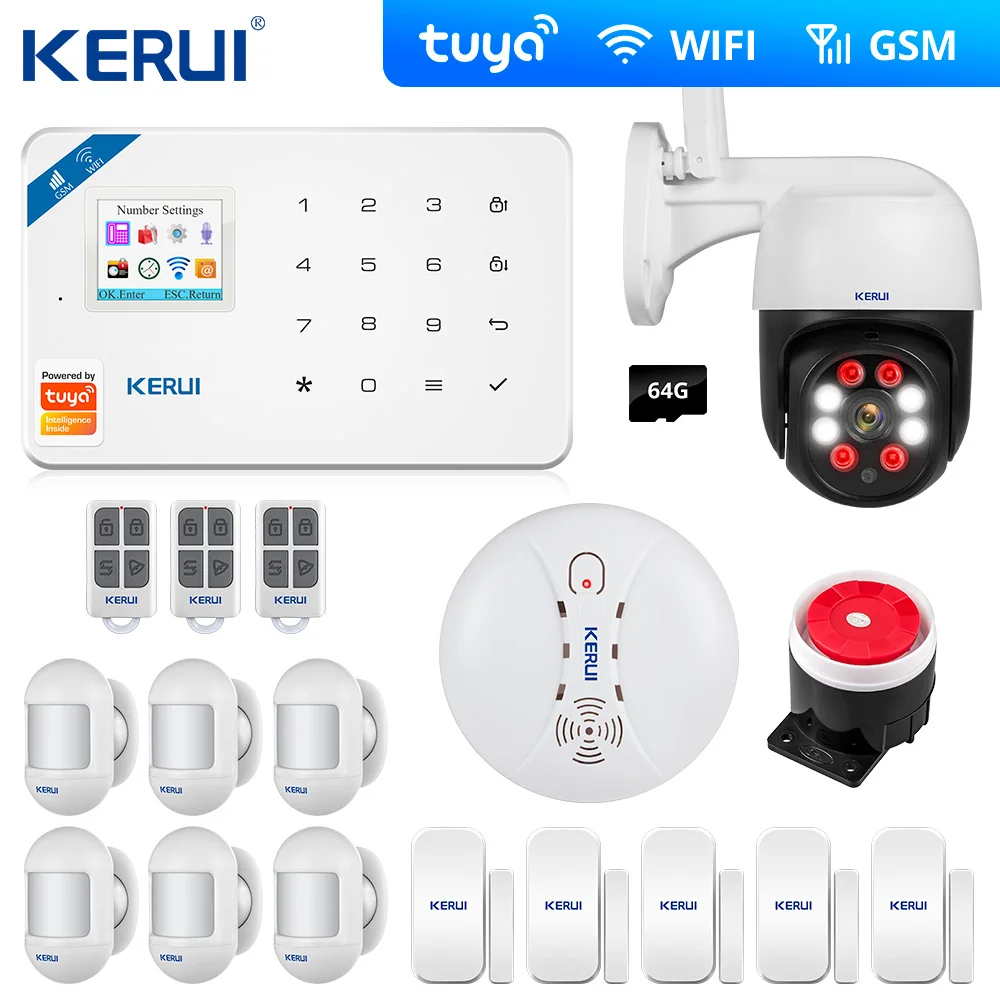 Домашняя охранная сигнализация KERUI Tuya W181 с Wi-Fi GSM 2 МП | Безопасность и защита