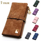 Винтажный матовый женский кошелек, модный длинный кожаный кошелек высшего качества с отделением для карт, Классический женский кошелек на молнии, брендовый кошелек для женщин, 2020