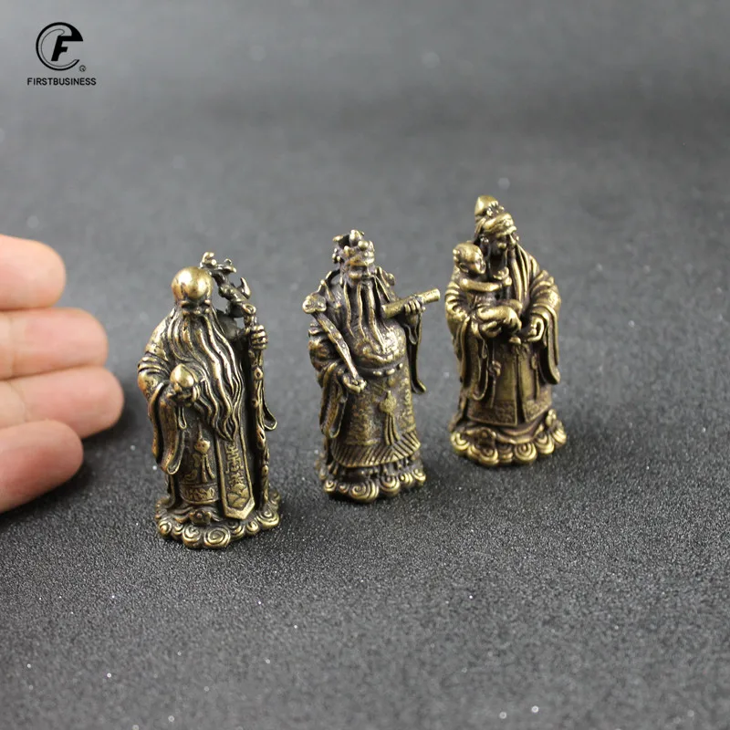 Статуэтка Будды из чистой меди Античная бронзовая статуэтка Призрака с 3 богами