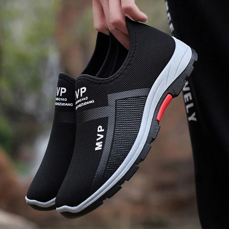 

Кроссовки мужские сетчатые легкие, повседневная прогулочная обувь, дышащие лоферы, без застежки, летние