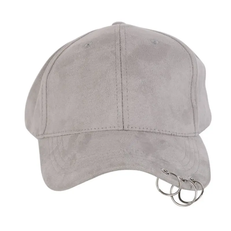 Hot Unisex Solid Ring Safety Pin Curved Hats Climbing Cap Men Women Suede Caps Sport |