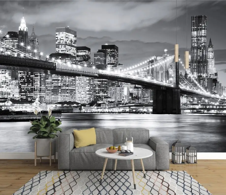 CJSIR фото обои архитектура мост Нью-Йорк дизайнер Настенная роспись виниловый papel
