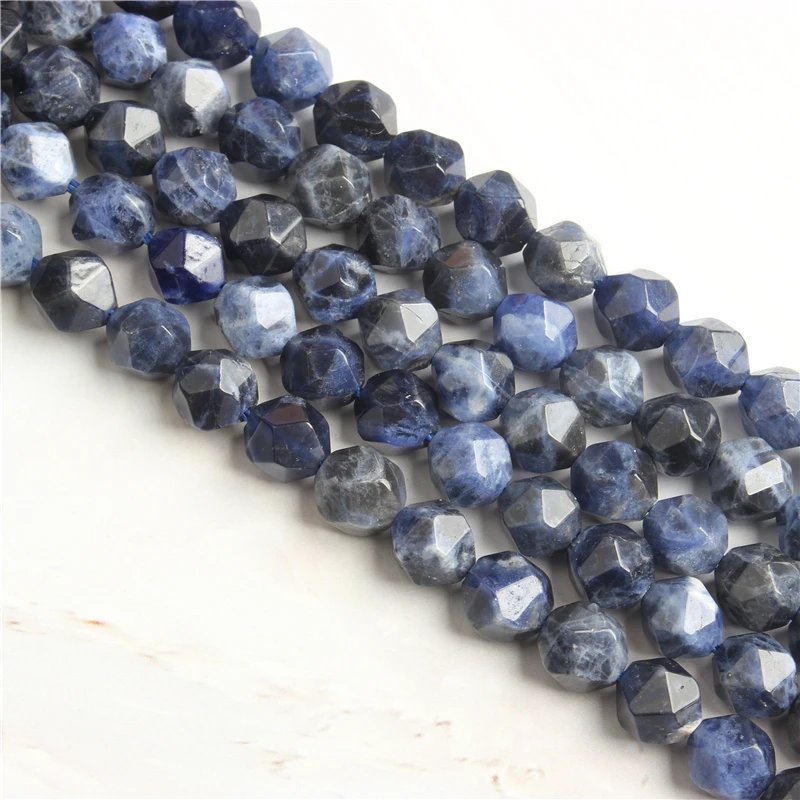 

Blue Stone Faceted Polygonal Round Beads For Jewelry Making Strand 15" DIY Bracelet Necklace Jewelry Beads Wholesale
