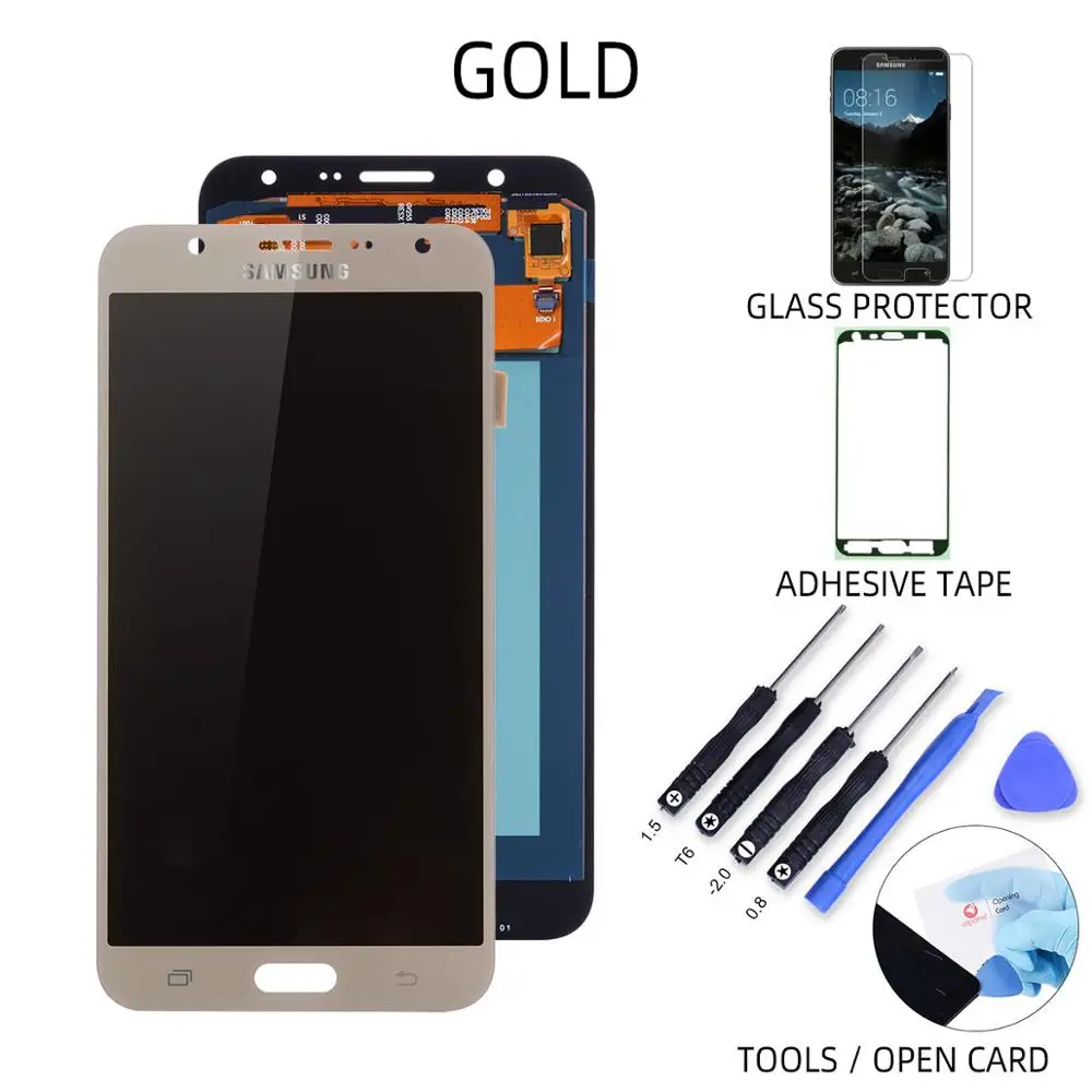 J7 2015 Gold AMOLED Дисплей для SAMSUNG Galaxy j7 Pro LCD в сборе с тачскрином для Samsung Galaxy j7 LCD J730 J730F J7 J700 J700F J710 J710F - Цвет: J7 2015 Gold