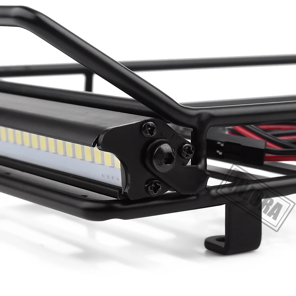 INJORA 245*150mm Luggage Carrier Roof Rack with LED Light Bar for 1/10 RC Crawler Car Axial SCX10 TRX4 images - 6