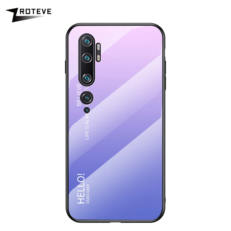 Pink Purple Note 10 Pro Чехол Zroteve силиконовая рамка стеклянная крышка для Xiaomi mi Note 10 чехол обесцвечивающее стекло задняя крышка Xia mi Xio mi Note 10 - Цвет: Pink Purple