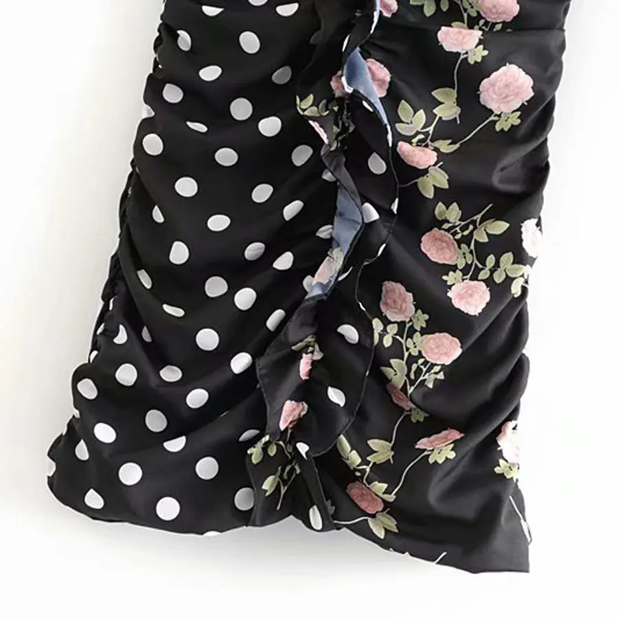 Сексуальное женское платье праздничное и выходное в горошек на бретельках с