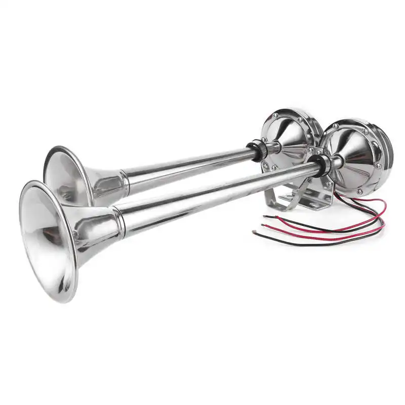 

125db Dual Trumpet 12V Small Size Stainless Steel Electric Horn Marine Grade 380Hz Boat Hardware