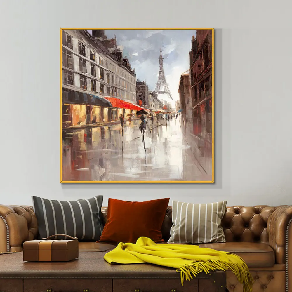 

Abstract People Walk In The Street Picture 100% Hand Painted Oil Painting On Canvas Building Wall Art Painting For Home Decor