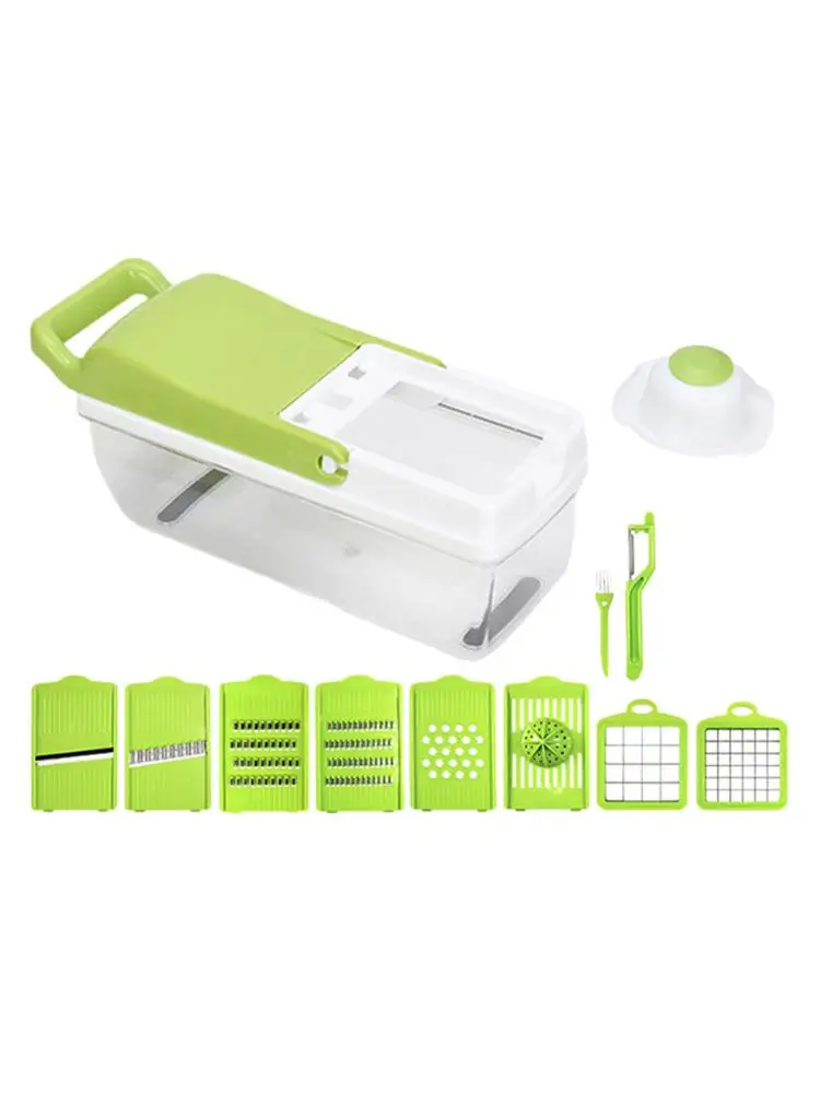

Multi-Function Veggie Chopper Vegetable Cutter With 7 Blades Kitchen Chopper Artifact Manual Food Dicing Machine Ergonomic D
