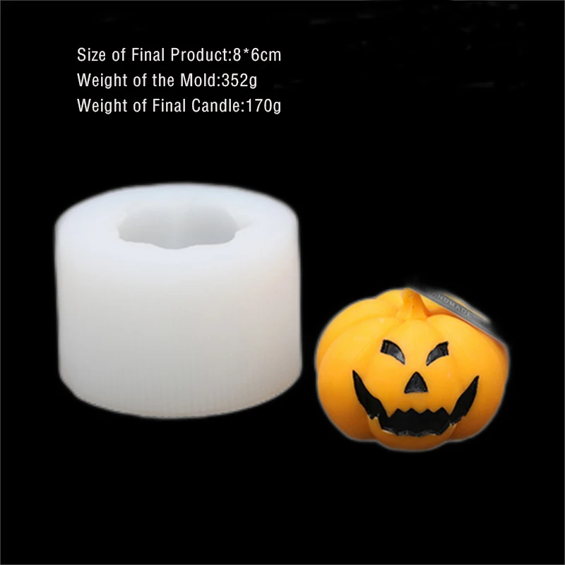 

Silicone Mold Fondant Cake Mold Diy Candle Mold Creative Pumpkin Skull-shaped Candle Making Supplies Resin Molds for Halloween